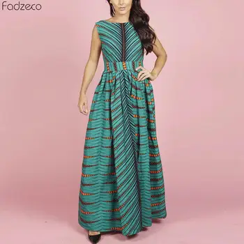 Fadzeco Afrikos Suknelės Moterims 2019 Naujienų Mados Skraiste Ilga Suknelė be Rankovių Ankara Spausdinti Dashiki Afrikos Šalis Suknelės