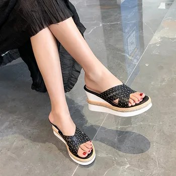 FEDONAS Glausta Įspraudžiama Platformų Moterų Sandalai 2020 Metų Vasaros Šlepetė, Klasikinis Dizainas Aukšti Kulniukai Siurbliai Atsitiktinis Darbo Batai Moteris
