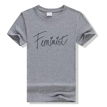Feminizmo Širdies Marškinėliai Viršuje Harajuku T-Shirt Moterims, Medvilnės Atsitiktinis Juokinga T-Shirt Vasaros Lady Viršuje Tee Hipster Tumblr