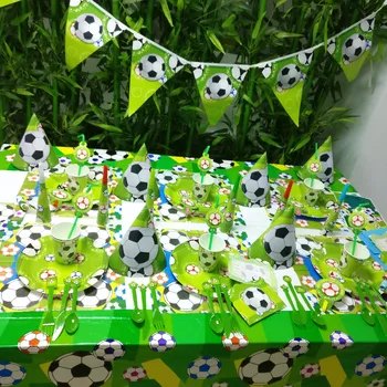 Futbolo Vaikams Gimtadienio Apdailos Nustatyti Šalies Prekių Taurės Plokštė Reklama Šiaudų Skrybėlę Plėšikauti Krepšys Stalo, Vienkartiniai Indai