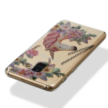 Galaxy S9 S9Plus Blizgučiai Mielas Minkštos TPU Case For Samsung galaxy A8 A8Plus 2018 Raštuotas Padengti Telefono Galinį Dangtelį