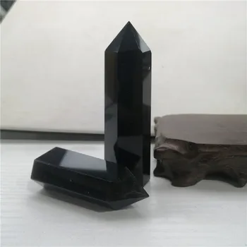Gamtos obsidianas dvigubo lazdą taškų poliruotus kvarco mineralų kristalai gydymo akmenimis reiki apdailos bauda dovanos