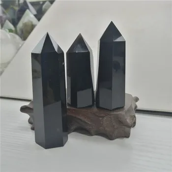 Gamtos obsidianas dvigubo lazdą taškų poliruotus kvarco mineralų kristalai gydymo akmenimis reiki apdailos bauda dovanos