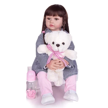 Graži mergina atgimsta vaikiška lėlė 60cm silikono vinilo baby doll dress up 