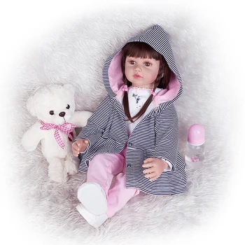 Graži mergina atgimsta vaikiška lėlė 60cm silikono vinilo baby doll dress up 