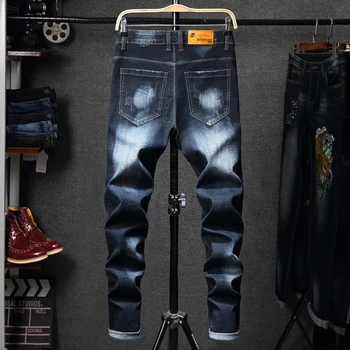 GuaPai pavasario 2019 kolekcija vyrams sunkiųjų siuvinėjimo elastinga vyrų džinsai kelnės - P55 QT3020-1669