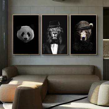 Gyvūnų Plakatai Liūtas, Dramblys, Beždžionė Drobės Paveikslai Spaudinių Šiuolaikinių HD Spausdinimo Namų Dekoro Sienos Menas Nuotraukas Kambarį Cuadros