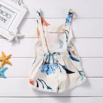 Gėlių Baby Girl drabužiai 2019 Naują Atvykimo kūdikių Romper Jumpsuit rankovių Sunsuit Komplektus kūdikių drabužių 0-4T
