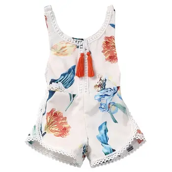 Gėlių Baby Girl drabužiai 2019 Naują Atvykimo kūdikių Romper Jumpsuit rankovių Sunsuit Komplektus kūdikių drabužių 0-4T