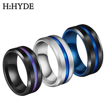 H:HYDE Groove Žiedai Juoda Mėlyna, Nerūdijančio Plieno, Midi Piršto Žiedai Vyrams, Žavesio Porų Žiedus Vyrų Paprasta Papuošalai Dovana