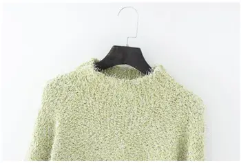 HCBLESS 2020 moterų korėjos mažų šviežių pusė golfo kailio bazės megztinis