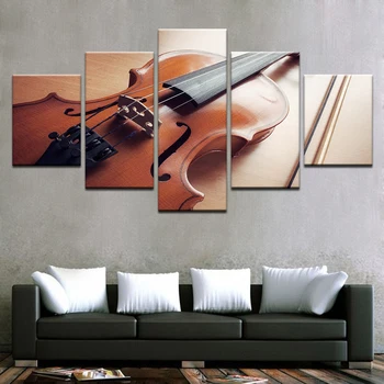 HD Atspausdinta 5 Gabalo Drobės Meno Smuikas Tapybos, Klasikinės Muzikos Instrumentas Sienos Nuotraukas, Gyvenamasis Kambarys Su karkasu