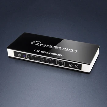 HDMI Matricos 4x2 4K 30Hz HDMI EDID Jungiklis Splitter Matricos Paramos Dual Audio Toslink out HDMI V1.4/3D/4Kx2K su IR Nuotolinio valdymo