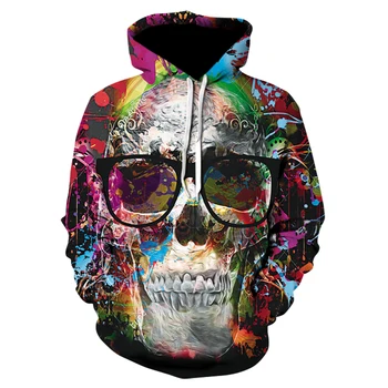 Helovinas 3D kaukolė atsitiktinis sporto hoodies vyrų ir moterų juokinga, hip-hop, street drabužių hoodies sportiniai megztiniai naujas