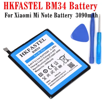 HKFASTEL BM34 baterija Xiaomi Mi Pastaba Pro Naujas originalus mobiliojo telefono Baterijos Pakeitimas, baterijos dalys 3090mAh