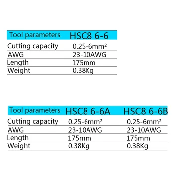 HSC8 6-6 0.25-6mm 23-10AWG Aukščio Šešiakampis Vamzdis Bootlace VE Terminalo Jungčių Užspaudimo Replės Fiksavimo Įrankiai Ferramentas