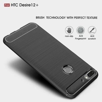 HTC Desire 12 + Apsauginis apvalkalas Šepečiu Tekstūros Anglies Pluošto atsparus smūgiams TPU Case for HTC 12