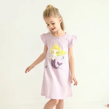 Iairay mergaičių vasaros suknelė minkštos medvilnės audinys miega suknelė vaikų mielas namų suknelė cute cartoon pižama suknelė vaikai nightdress