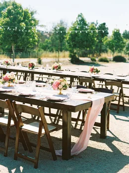 Ilgis 500cm blush šilko šifono stalo runner už vestuvių stalo dekoras