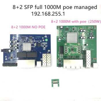 IP Valdymas 8-port 10/100/1000Mbps Ethernet PoE Switch Module Valdomas komutatorius Modulis su 2 Gigabit SFP gigabit ethernet Lizdus jungiklis