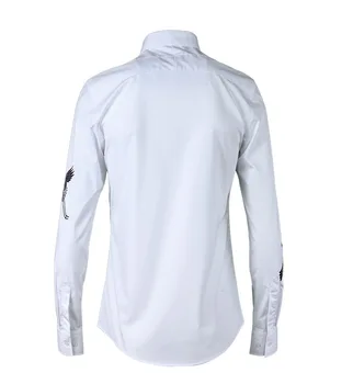 Italija aukštos klasės siuvinėjimas medvilnės marškinėliai vyrams, prekės long sleeve shirt mens atsitiktinis balta pavasario mados marškinėliai vyrų camisa chemise