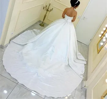 JaneVini Elegantiškas Baltas Kamuolys Suknelė Ilgai, Vestuvių Suknelės, Brangioji Rankovių Satin Plus Size Nuotakos Suknelės 2019 Vestido De Noiva