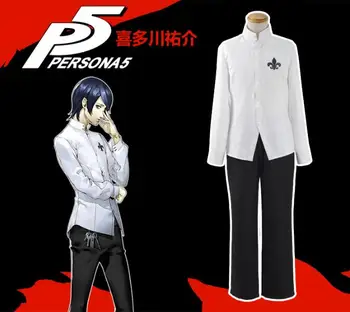 Japonija Karšto Anime žaidimas Persona 5 cosplay Yusuke Kitagawa cos Helovinas Mokyklos vienodos dienos Unisex kostiumas viršuje+kelnės