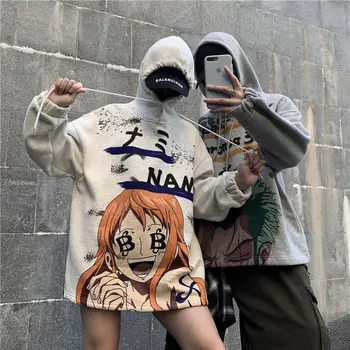 Japonijoje Vienas Gabalas Hoodie Mados Animacinių Filmų Harajuku Hoodie Berniukai Atsitiktinis Marškinėlius Streetwear High Street Kietas Amino Vyrų Hoodie