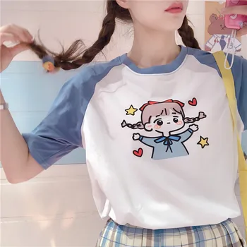 Japonų Anime Marškinėliai Kawaii Merginos Spausdinti Trumpas Rankovėmis Tee Paauglių Mergina Studentų Harajuku Prarasti Ulzzang Vatos Pagaliukai Moterų 2020 M. S