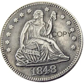 JAV 1848 Sėdi Laisvės Ketvirtį Dolerių, Sidabro Padengtą 25 Centų Monetos Kopija