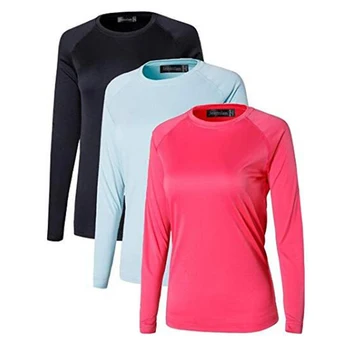 Jeansian 3 Pack Moterų UPF50 + UV Lauko Sporto Tee Marškinėliai T-Shirt Marškinėlius ilgomis Rankovėmis Beach Vasaros SWT246 PackB