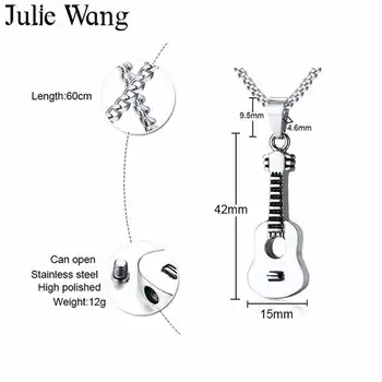 Julie Wang Nerūdijančio Plieno Gitara Karoliai Balsuokite Pakabukas Vyrų, Moterų Atmintį Pelenų Atminimo Naminių Gyvūnėlių Kremavimo Bižuterijos