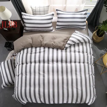 Juoda balta Pilka Classic patalynės komplektas dryžuota antklode padengti balta patalynė nustatyti Geometrinis flat sheet set queen bed Mados nauja