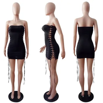 Juoda Stebėjimo Seksualus Tvarstis Suknelės 2020 Moterų Berankovis Vasaros Tuščiaviduriai Iš Nėrinių Šalis Bodycon Mini Suknelė Clubwear Vestidos