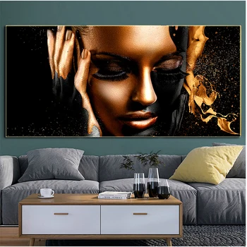 Juodojo Aukso Afrikos Moteris, Aliejus, Drobė, Tapyba, Plakatų ir grafikos Quadros Sienos Meno Nuotrauką Kambarį Namų Dekoro Cuadros