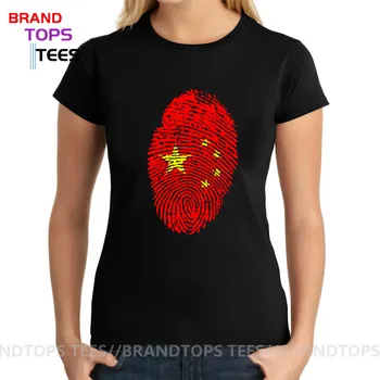 Juokinga Kinija pirštų atspaudų vėliavos T marškinėliai Moterims Kinijos Vėliava, T-marškinėliai, Unisex Stiprus Kinijos Tėvynės proto marškinėlius Patriotizmo tee marškinėliai