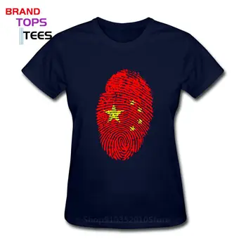 Juokinga Kinija pirštų atspaudų vėliavos T marškinėliai Moterims Kinijos Vėliava, T-marškinėliai, Unisex Stiprus Kinijos Tėvynės proto marškinėlius Patriotizmo tee marškinėliai
