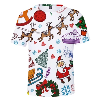 Kalėdų 3D Spausdinti marškinėliai Mados Moterims/Vyrams Vasaros trumpomis Rankovėmis Tshirts Karšto Pardavimo 2019 Laisvalaikio Drabužių Streetwear