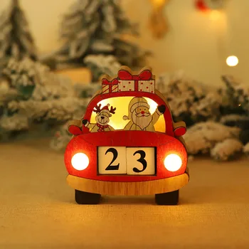 Kalėdų Animacinių filmų Automobilio Formos Kalendorius Medienos Stalas Žėrintis Šviesos Atgalinės atskaitos Dekoro Dropshipping įrankis festivalis Reikmenys, namų žiemą