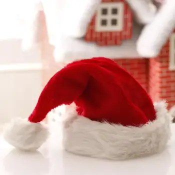 Kalėdų Dekoracijas Storio Žiemą Šiltas Pliušinis Raudona Santa Hat Kalėdų Bžūp Kalėdų Senelio Skrybėlė LX8823