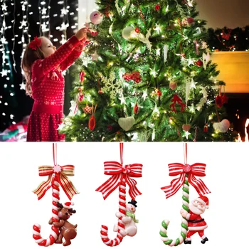 Kalėdų Eglutė Kalėdų Senelis Pakabukas Sniego Saldainiai Cukranendrių Ornamentu Kalėdų Medžio Apdaila Ornamentu Naujųjų Metų Šaliai Dekoro