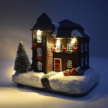 Kalėdų Europos Stiliaus Sniego Namus Dervos Namas Kalėdų Dekoracijos su LED lempos, Žibintai Namų Dekoro