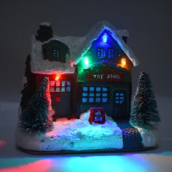Kalėdų Europos Stiliaus Sniego Namus Dervos Namas Kalėdų Dekoracijos su LED lempos, Žibintai Namų Dekoro