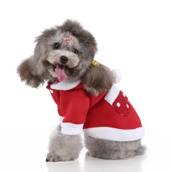 Kalėdų Naminių Šunų Kailis Rudens Žiemos Hoodie Kailio Šuniukas Šilta Raudona Santa Kašmyras Augintiniai Jumpsuits