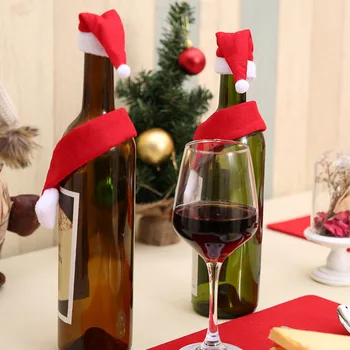 Kalėdų Priedai De Navidad Kalėdų Santa Hat Vyno Stiklo Apdaila Naujųjų Metų Šaliai Tiekia Namuose Kalėdos Kalėdų Senelio Skrybėlės,Q
