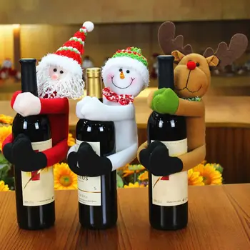 Kalėdų Santa Sniego Briedžių Vyno Butelio Dangtelį Nustatyti Kalėdų Cute Lėlės Vyno Butelį Laikykite Dangtelį Šalies Stalo Apdailos Naujas