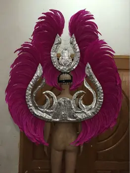 Karnavalas plunksnų galvos apdangalai, mergaitėms šalies šokių spektaklis moterų drabužiai lankas plaukų šukuosena šokių plunksnų vinjetė kostiumas