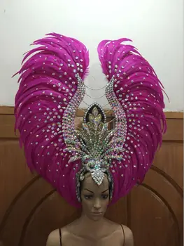 Karnavalas plunksnų galvos apdangalai, mergaitėms šalies šokių spektaklis moterų drabužiai lankas plaukų šukuosena šokių plunksnų vinjetė kostiumas