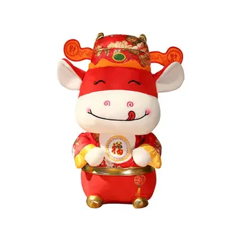 Karvė talismanas lėlės interaktyvus pliušinis žaislas, 2021 metais jautis įdaryti talismanas šalis dovana vaikams, apdailos, aukštos kokybės