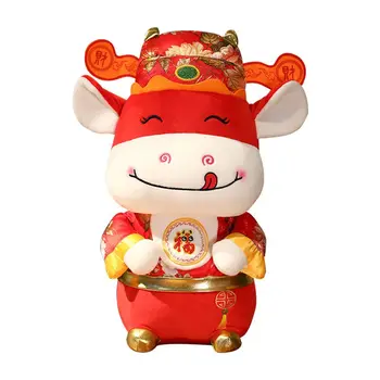 Karvė talismanas lėlės interaktyvus pliušinis žaislas, 2021 metais jautis įdaryti talismanas šalis dovana vaikams, apdailos, aukštos kokybės